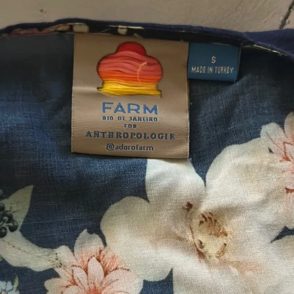 Anthropologie Farm Floral Blue and White Bell Sleeve Wrap Dress - Picture 3 of 8